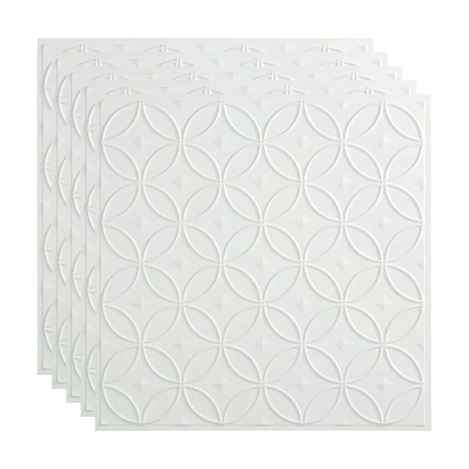 Fasade 2-ft x 2-ft Rings Gloss White PVC Drop Ceiling Tile (5-Pack, 20-sq ft / Case)