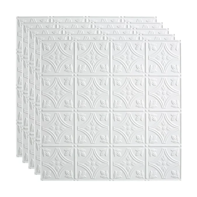 Fasade 2-ft x 2-ft Traditional 1 Matte White PVC Drop Ceiling Tile (5-Pack, 20-sq ft / Case)