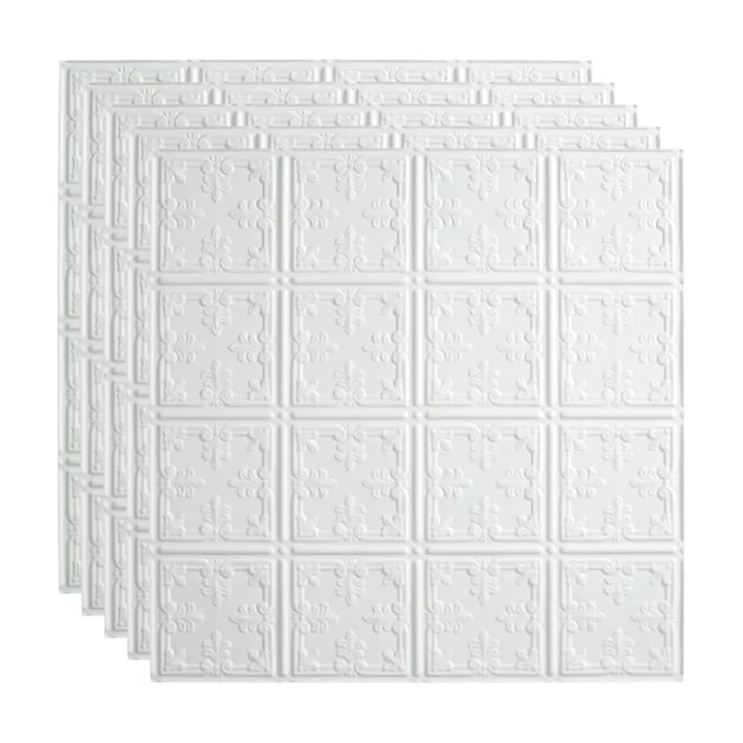 Fasade 2-ft x 2-ft Traditional 10 Gloss White PVC Drop Ceiling Tile (5-Pack, 20-sq ft / Case)