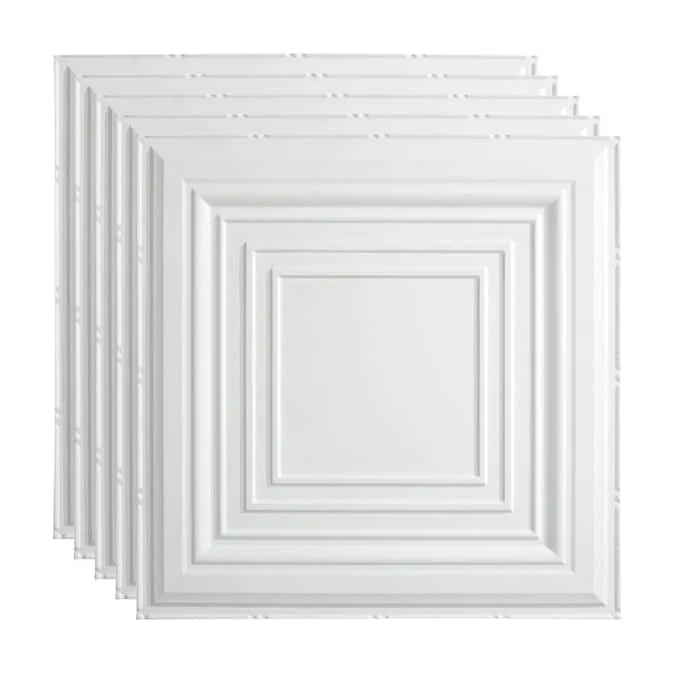 Fasade 2-ft x 2-ft Traditional 3 Matte White PVC Drop Ceiling Tile (5-Pack, 20-sq ft / Case)