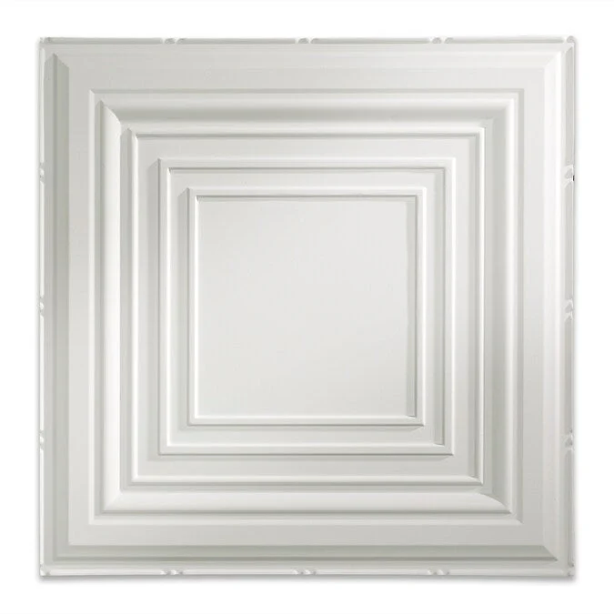 Fasade 2-ft x 2-ft Traditional 3 Matte White PVC Drop Ceiling Tile (5-Pack, 20-sq ft / Case) - Image 2