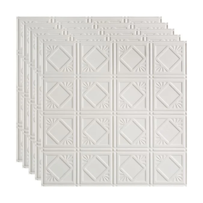 Fasade 2-ft x 2-ft Traditional 4 Matte White PVC Drop Ceiling Tile (5-Pack, 20-sq ft / Case)