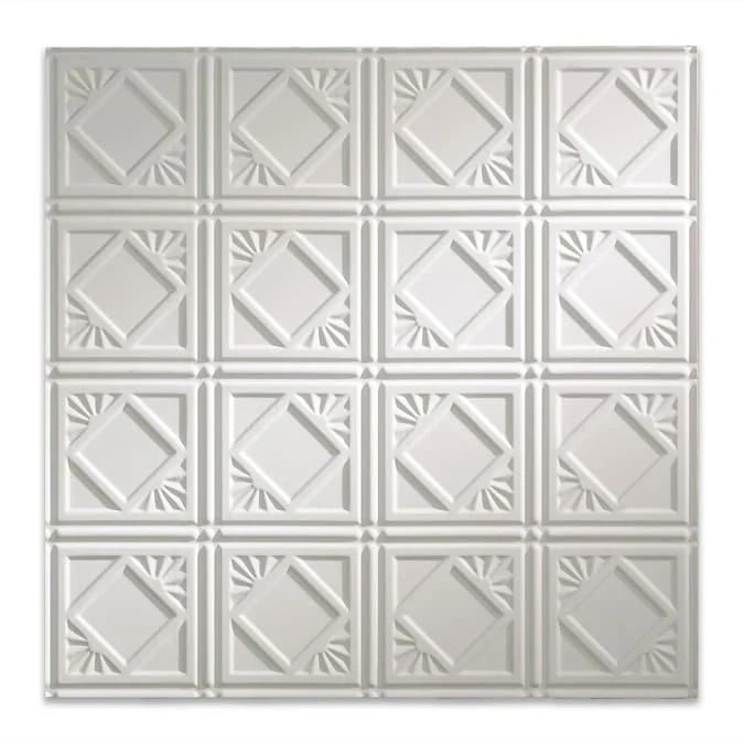 Fasade 2-ft x 2-ft Traditional 4 Matte White PVC Drop Ceiling Tile (5-Pack, 20-sq ft / Case) - Image 2