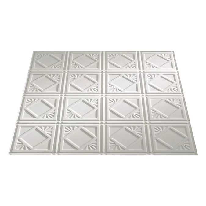 Fasade 2-ft x 2-ft Traditional 4 Matte White PVC Drop Ceiling Tile (5-Pack, 20-sq ft / Case) - Image 3