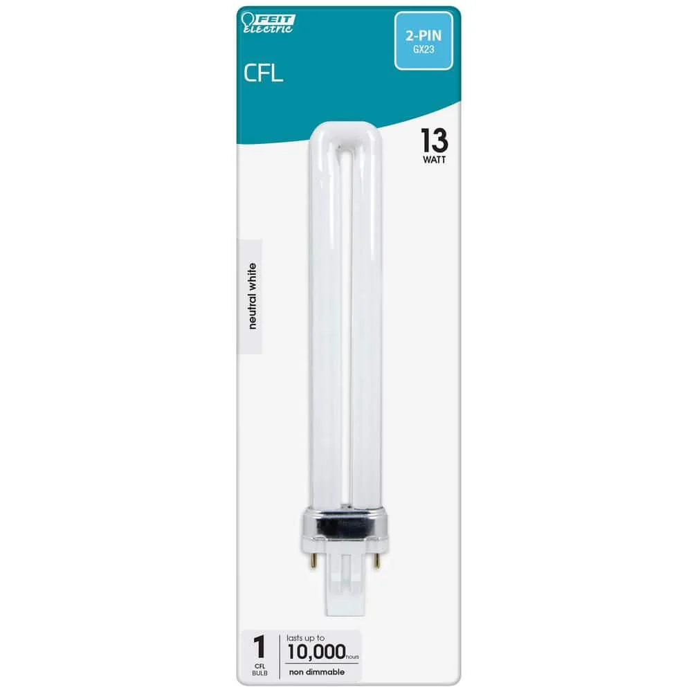 Feit Electric 13-Watt Equivalent PL CFLNI Twin Tube CFL Light Bulb, GX23 2-Pin Base, Bright/True White 3500K (1-Pack) - Image 2