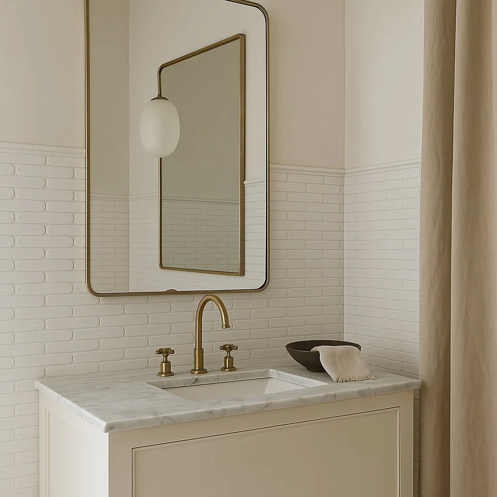Festival White Elongated Oval Porcelain Mosaic Tile 15 x 12 - High Gloss Finish - Image 4