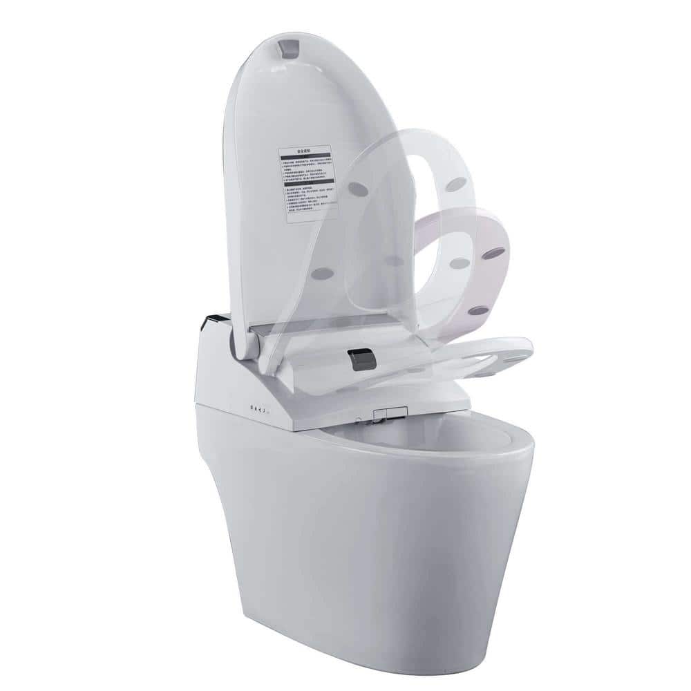 FINE FIXTURES Wave Dual Flush Elongated Toilet with Bidet Seat, White - Image 4