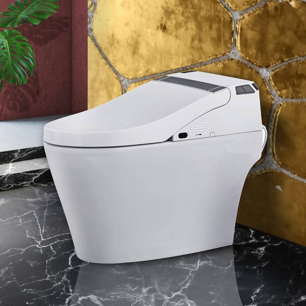 FINE FIXTURES Wave Dual Flush Elongated Toilet with Bidet Seat, White - Image 6