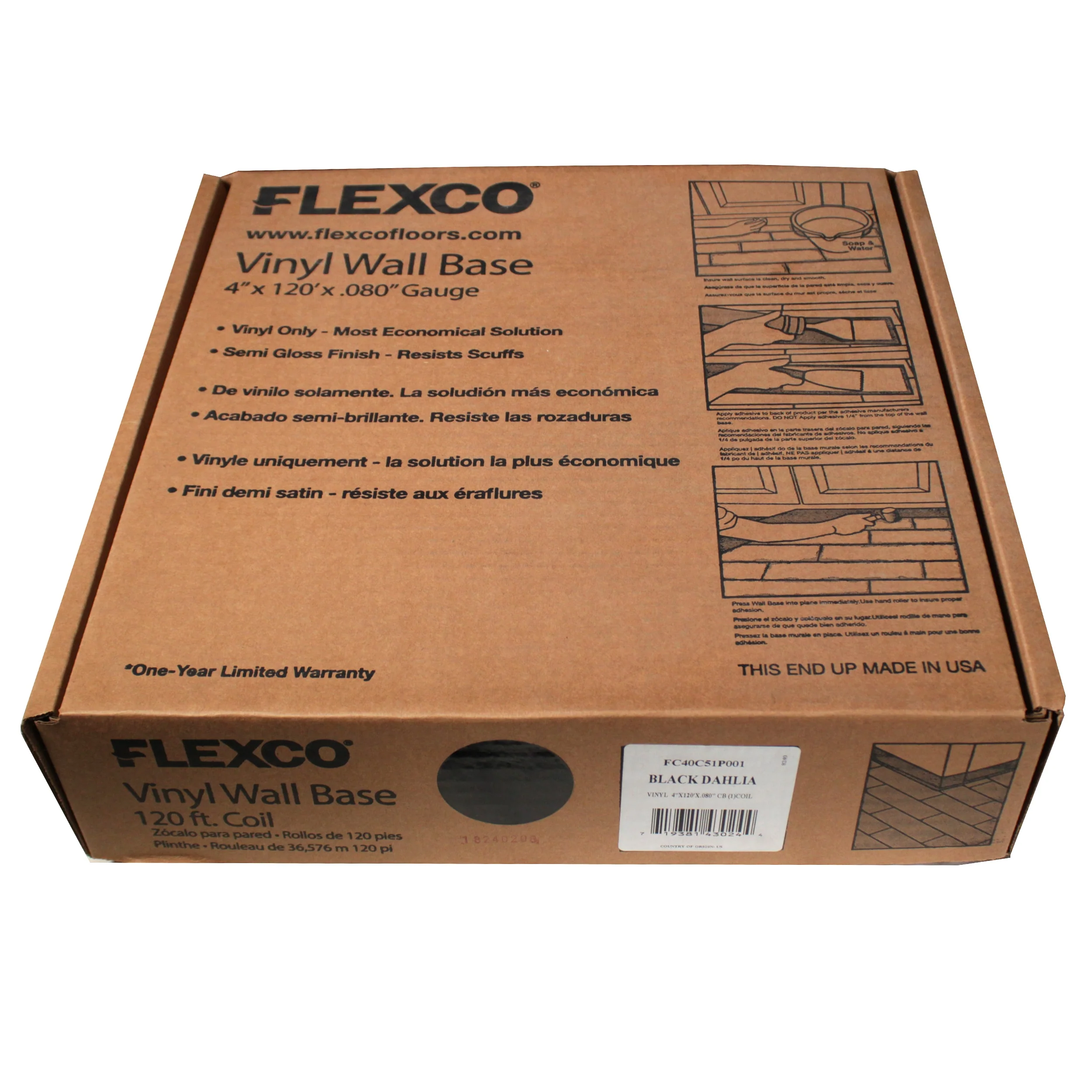 Flexco 4-in x 120-ft Vinyl Wall Base, Black Dahlia (Coil) - Image 5