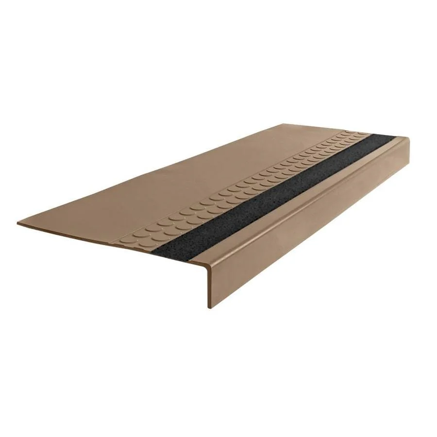 Flexco Rubber Stair Tread, Radial Square Nose w/ Grit Strip #575, 54 in x 0.3125 in x 12.25 in