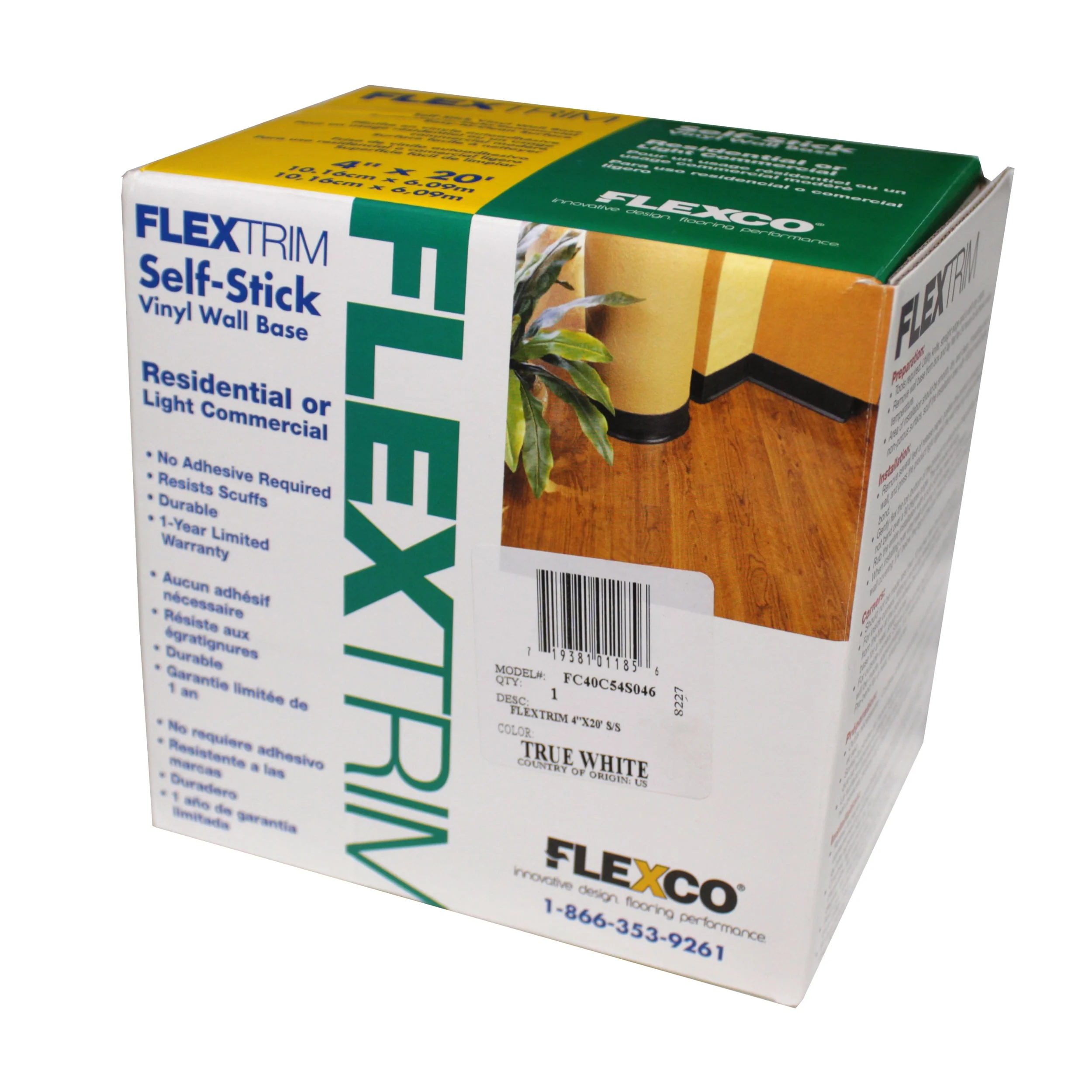 Flexco Self-Stick True White 4-in x 240-in Vinyl Floor Base - Image 4