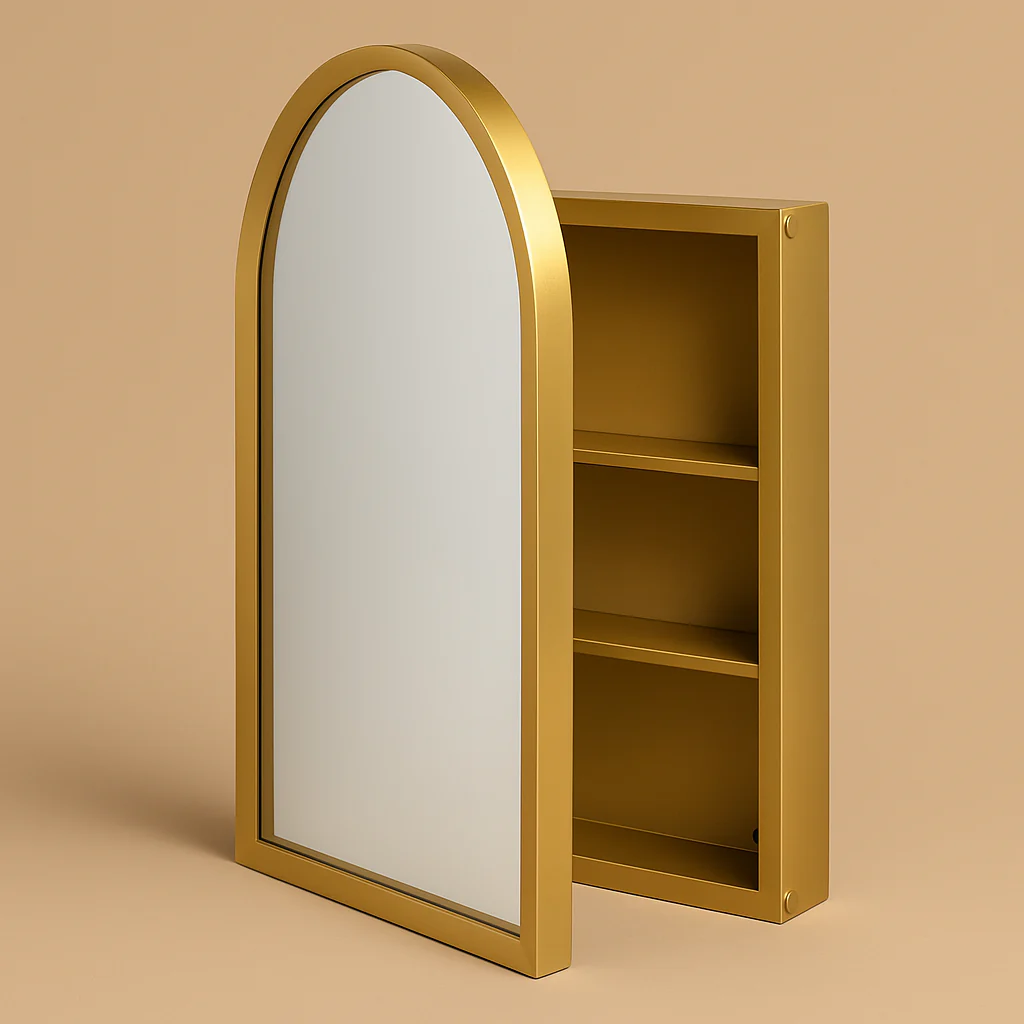 Flynama Gold Wall Cabinet with Mirror, 24" x 35.8"