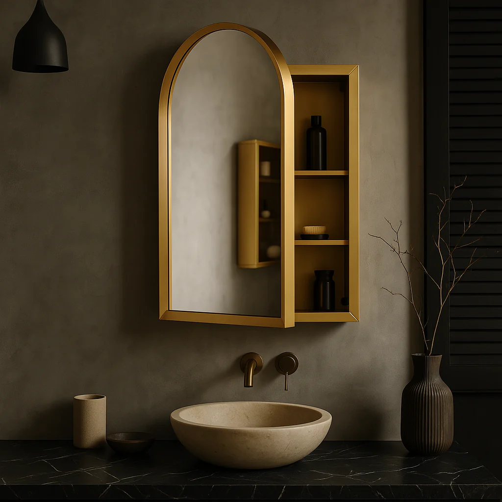 Flynama Gold Wall Cabinet with Mirror, 24" x 35.8" - Image 2