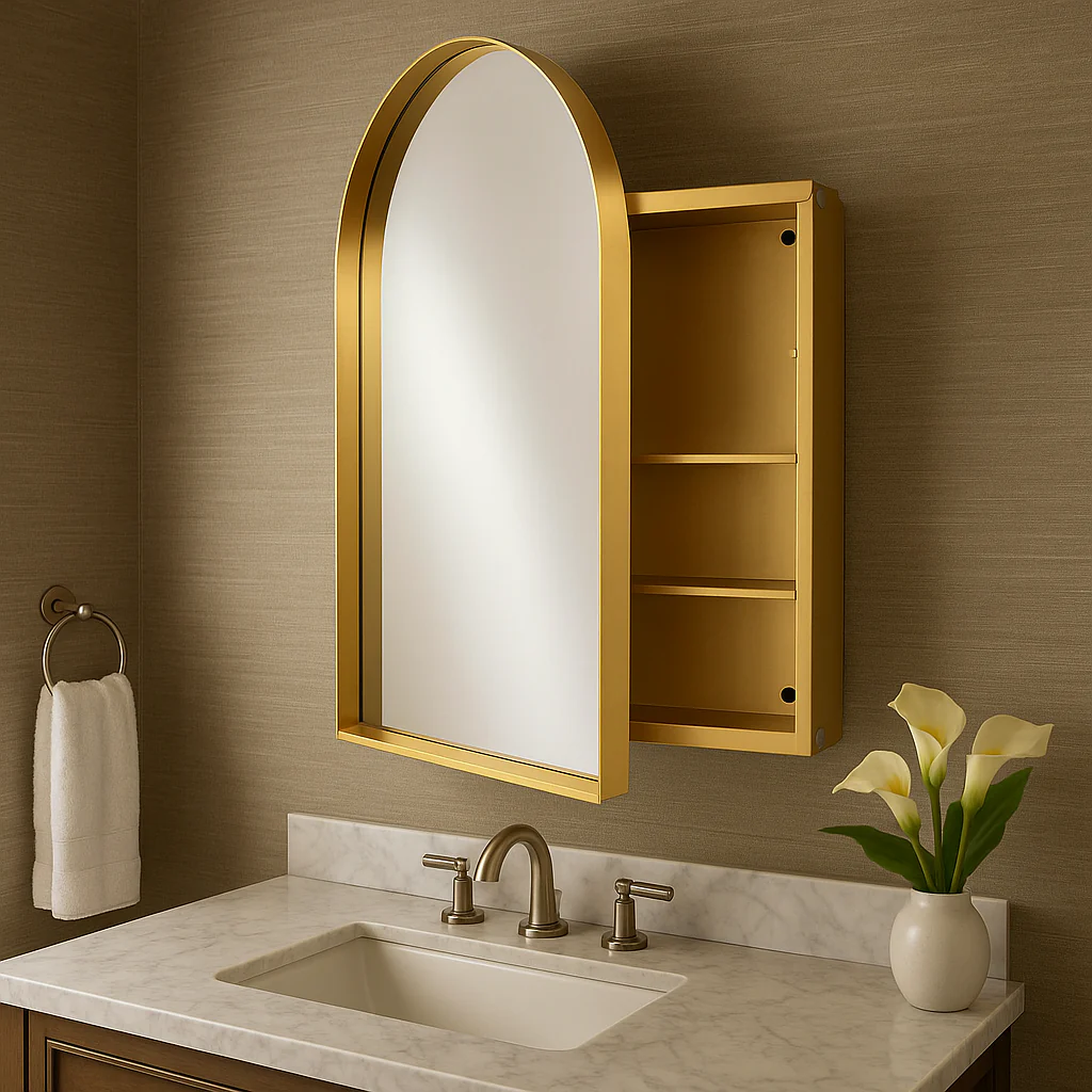 Flynama Gold Wall Cabinet with Mirror, 24" x 35.8" - Image 4