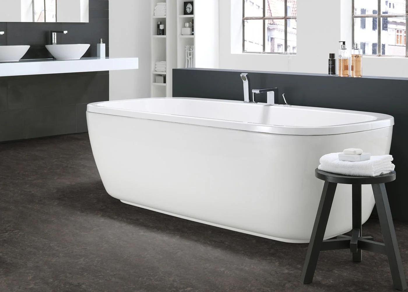 Forbo Flooring Systems Marmoleum Cinch Loc Seal Dark Bistre 10-mm T x 12-in W x 12-in L Waterproof Tile Look Laminate Flooring (6.78-sq ft / Carton)