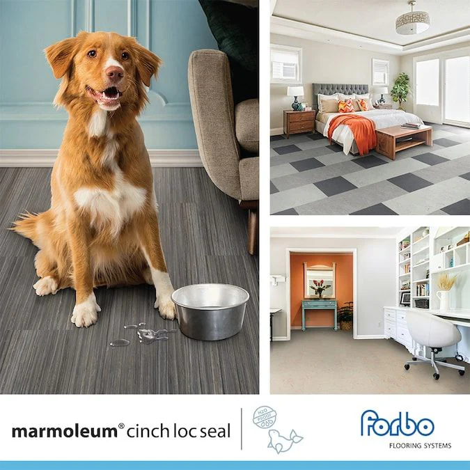 Forbo Flooring Systems Marmoleum Cinch Loc Seal Lemon Zest 10-mm T x 12-in W x 36-in L Waterproof Tile Look Laminate Flooring (20.34-sq ft / Carton) - Image 4