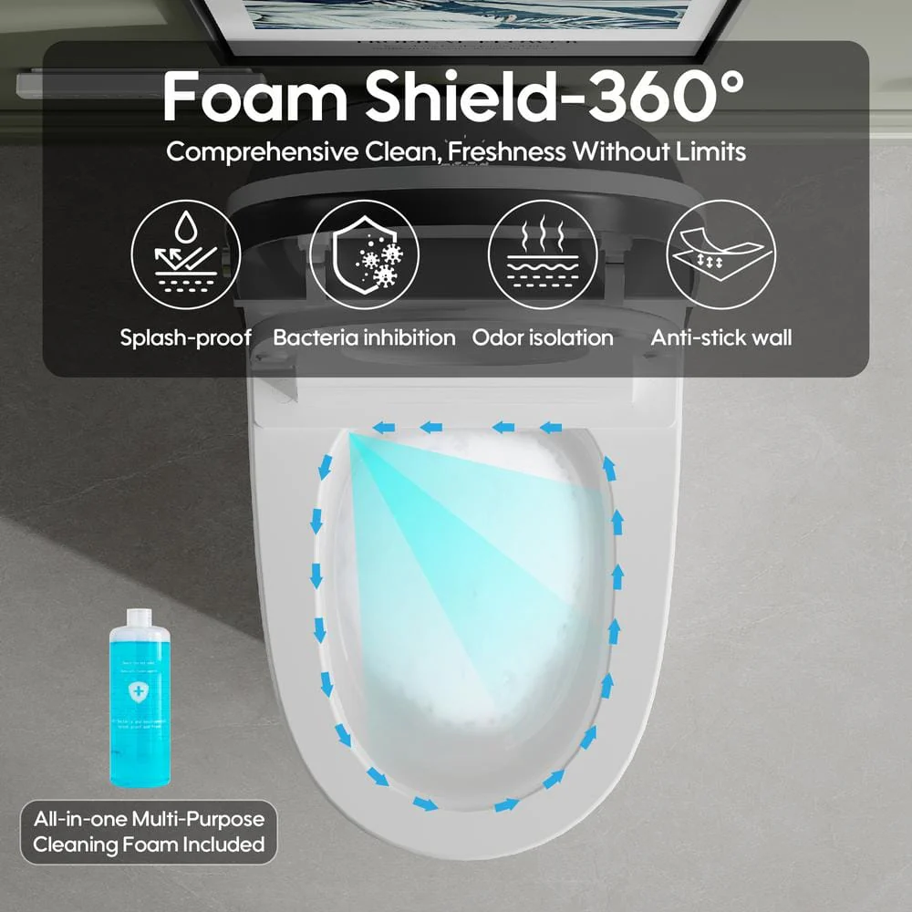 FORCLOVER 12-in-1 Dual Flush Smart Tank Elongated Toilet with Heated Seat & Dryer - Image 10