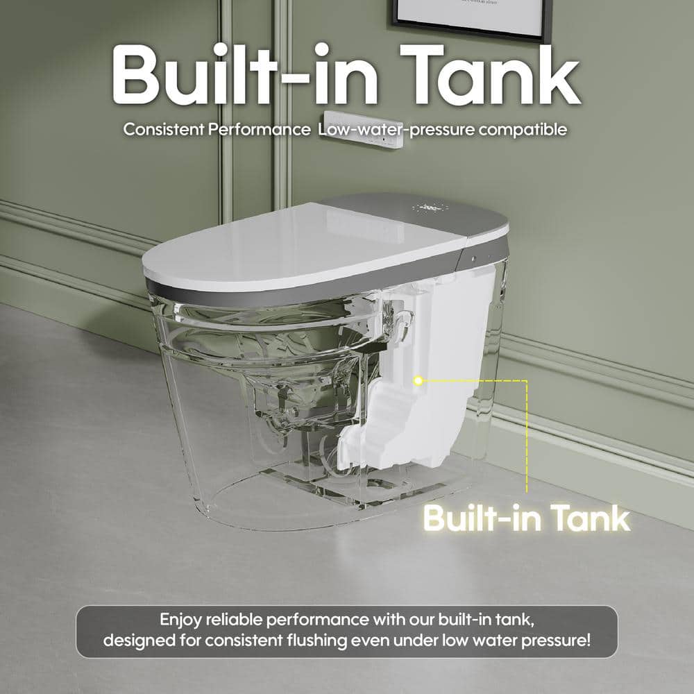 FORCLOVER 12-in-1 Dual Flush Smart Tank Elongated Toilet with Heated Seat & Dryer - Image 3