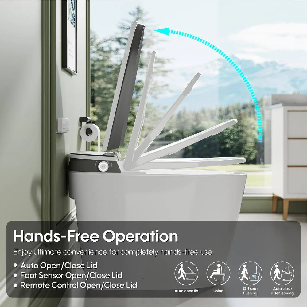 FORCLOVER 12-in-1 Dual Flush Smart Tank Elongated Toilet with Heated Seat & Dryer - Image 7