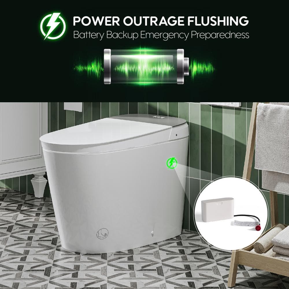 FORCLOVER 12-in-1 Dual Flush Smart Toilet with Heated Seat and Dryer in White - Image 10