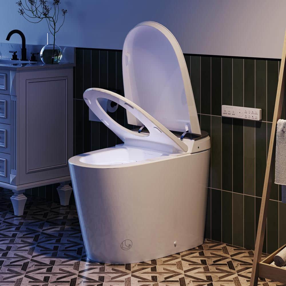 FORCLOVER 12-in-1 Dual Flush Smart Toilet with Heated Seat and Dryer in White - Image 2