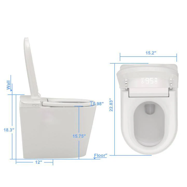 FORCLOVER Elongated Bidet Toilet 1.28 GPF with Heated Seat and LED Display - Image 8