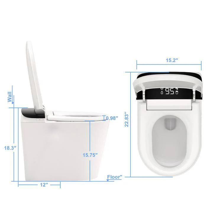 FORCLOVER Elongated Bidet Toilet with Auto Flush, Heated Seat, and Warm Air Dryer - White - Image 9