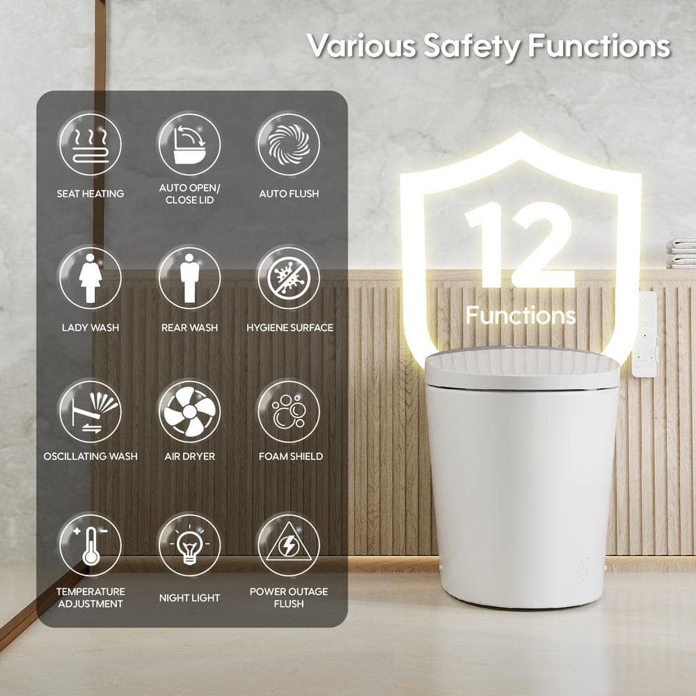FORCLOVER Smart Dual Flush Elongated Toilet with Heated Seat & Dryer - Image 2