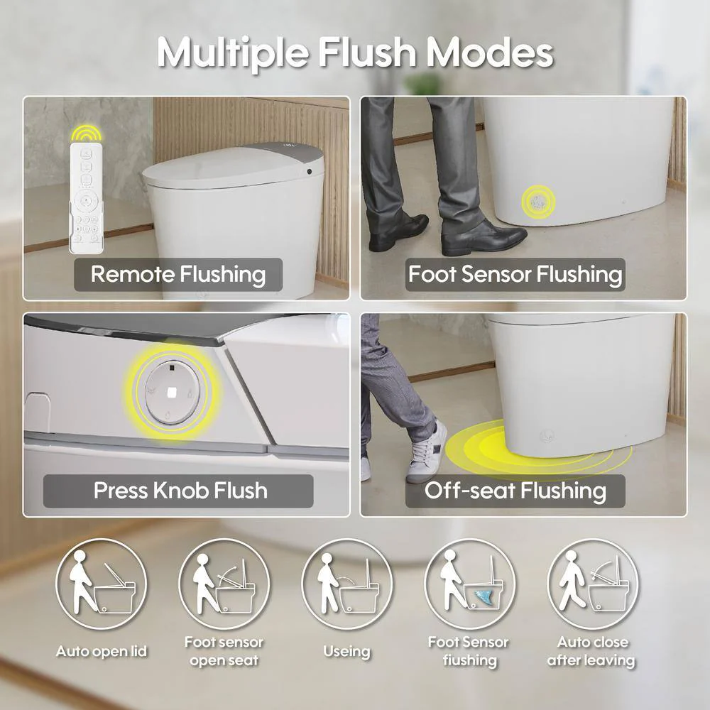 FORCLOVER Smart Dual Flush Elongated Toilet with Heated Seat & Dryer - Image 8