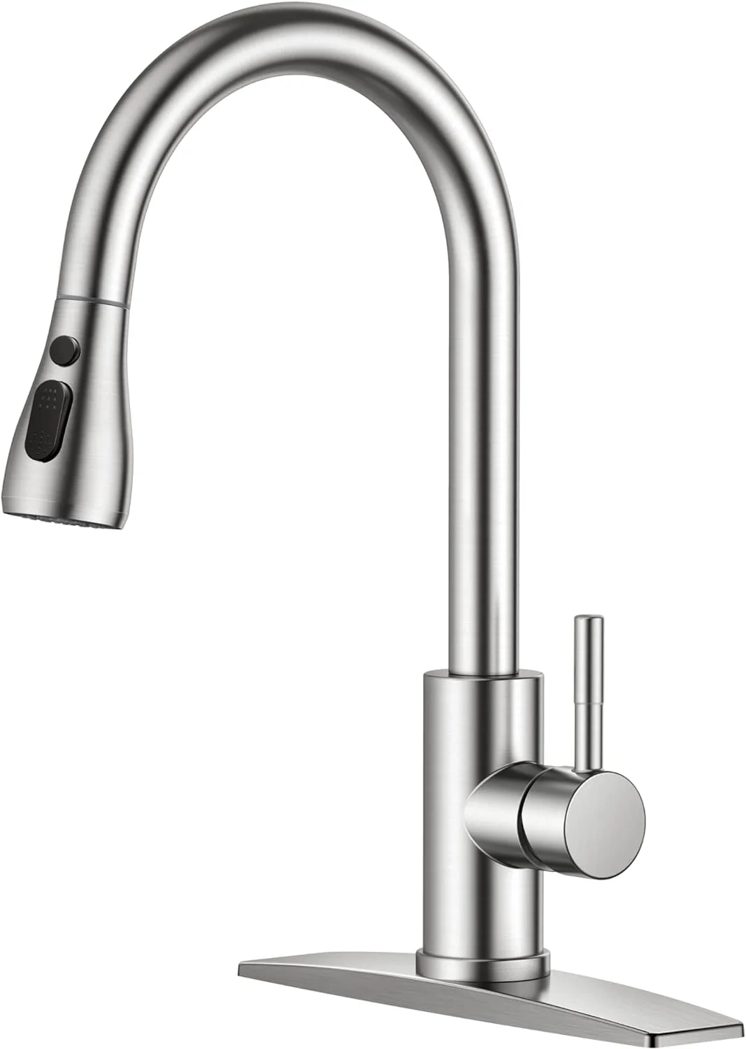 FORIOUS Pull Down Sprayer Kitchen Faucet, Brushed Nickel, High Arc Single Handle, Stainless Steel