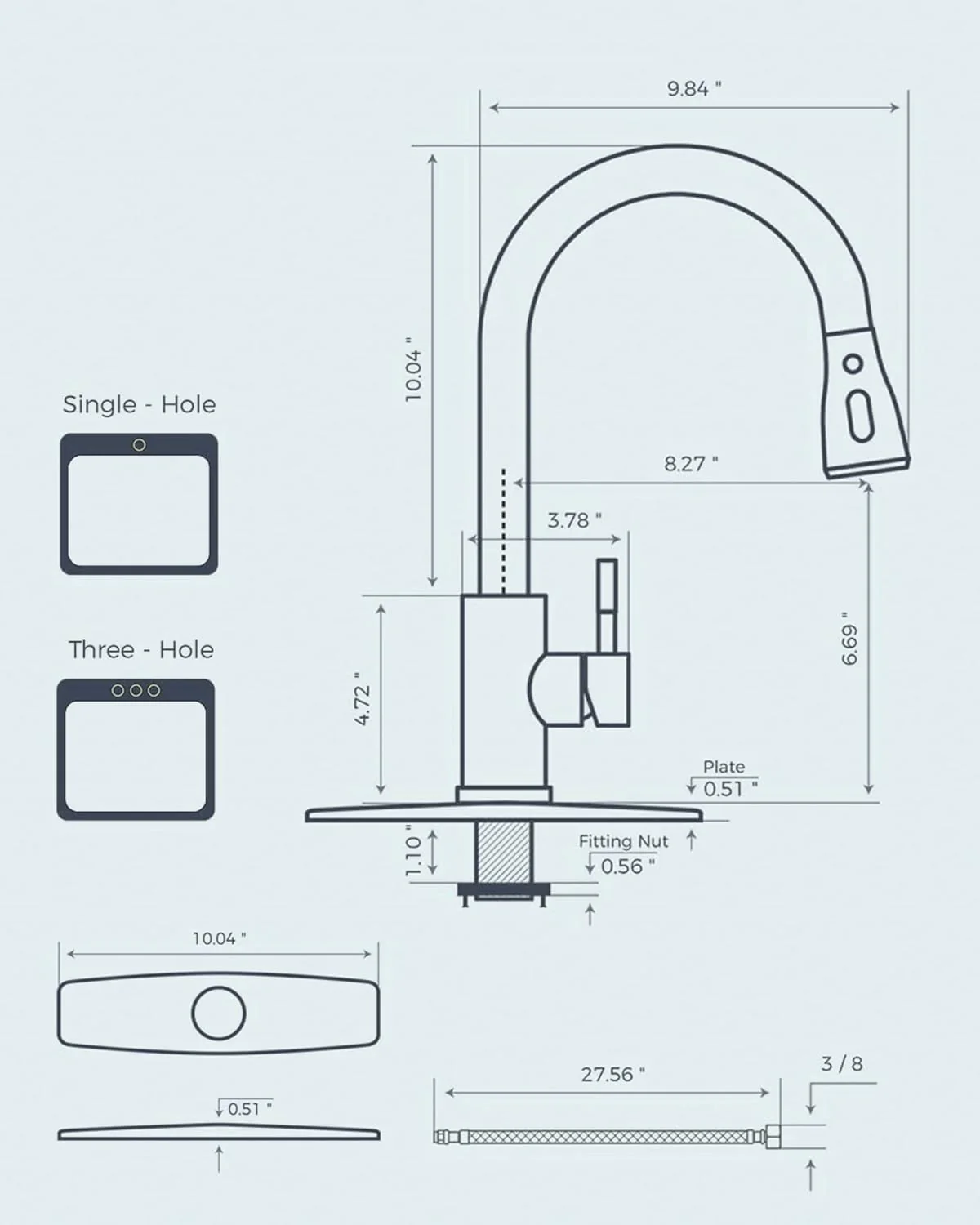 FORIOUS Pull Down Sprayer Kitchen Faucet, Brushed Nickel, High Arc Single Handle, Stainless Steel - Image 6