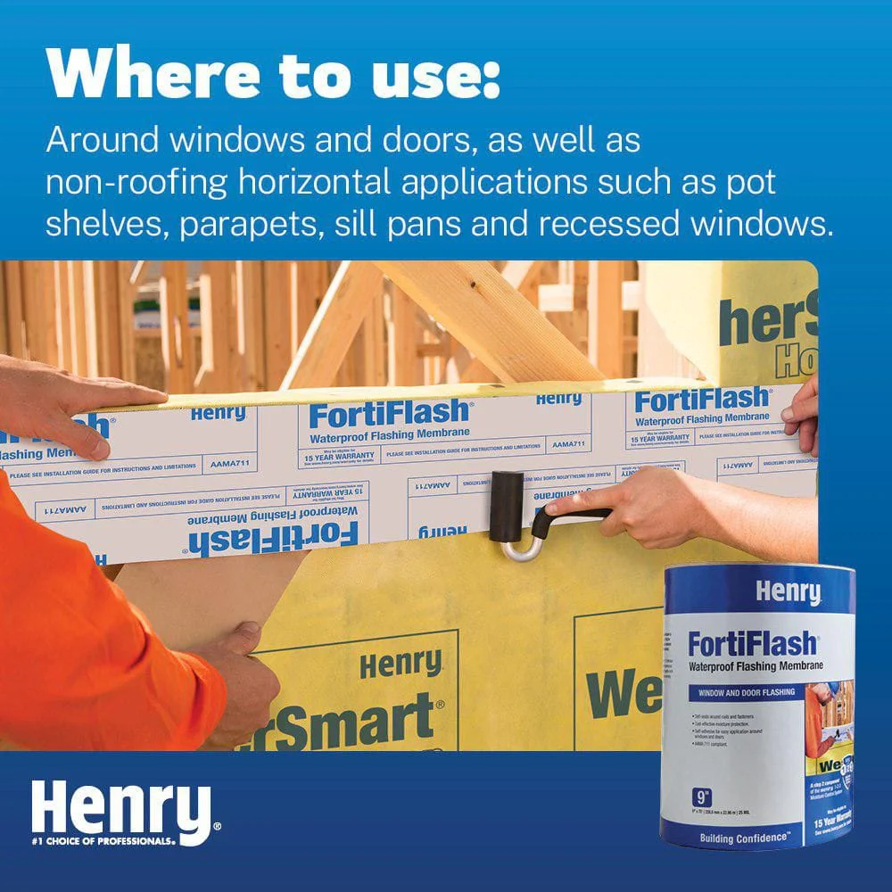 Fortifiber FortiFlash 25 Mil Self-Adhered Waterproof Flashing Membrane Roll, 9 in. x 75 ft. - Image 4