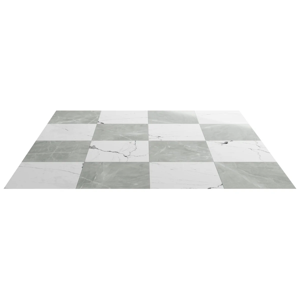 Fortunato Amani Gray and Calacatta White 12x12 Polished Porcelain Checkerboard Tile - Image 4