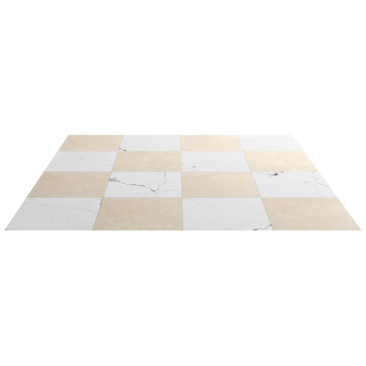 Fortunato Calacatta and Marfil 12x12 Matte Porcelain Checkerboard Tile - Image 4