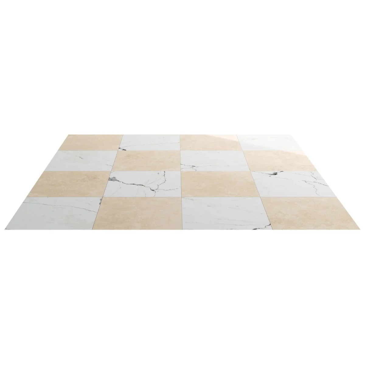 Fortunato Calacatta and Marfil 12x12 Polished Porcelain Checkerboard Tile - Image 4