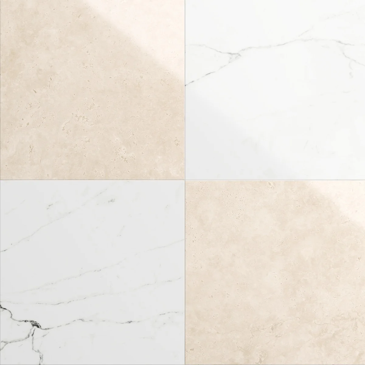 Fortunato Calacatta and Marfil 12x12 Polished Porcelain Checkerboard Tile - Image 5