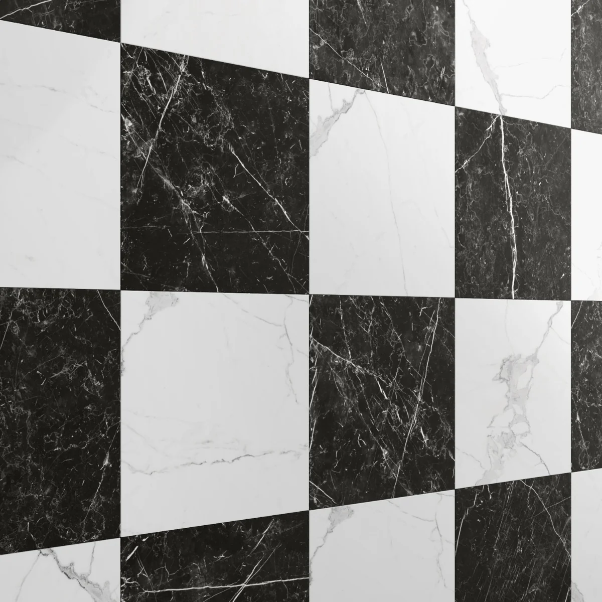 Fortunato Calacatta and Nero Marquina 12x12 Matte Porcelain Checkerboard Tile - Image 7