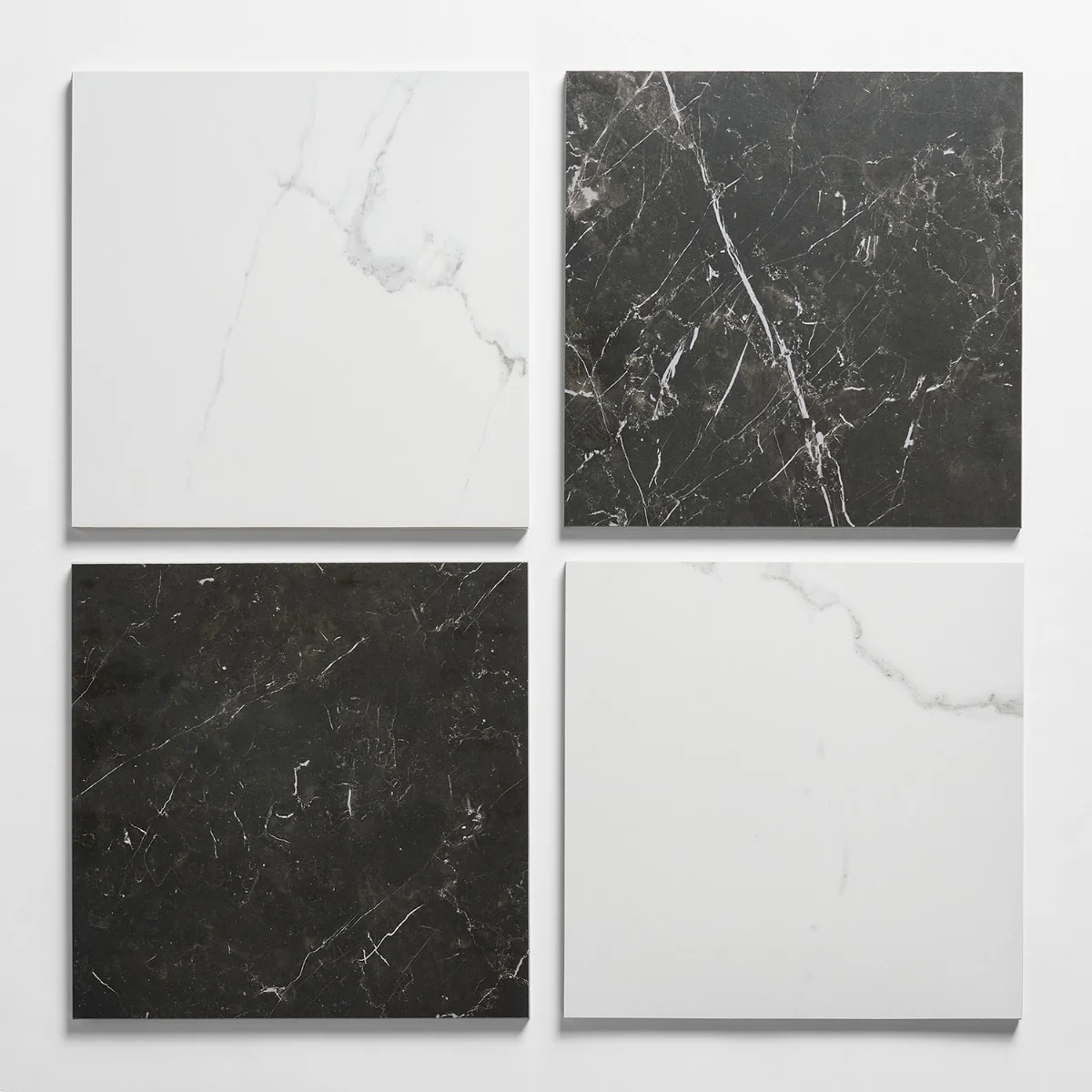 Fortunato Calacatta and Nero Marquina 12x12 Matte Porcelain Checkerboard Tile - Image 8
