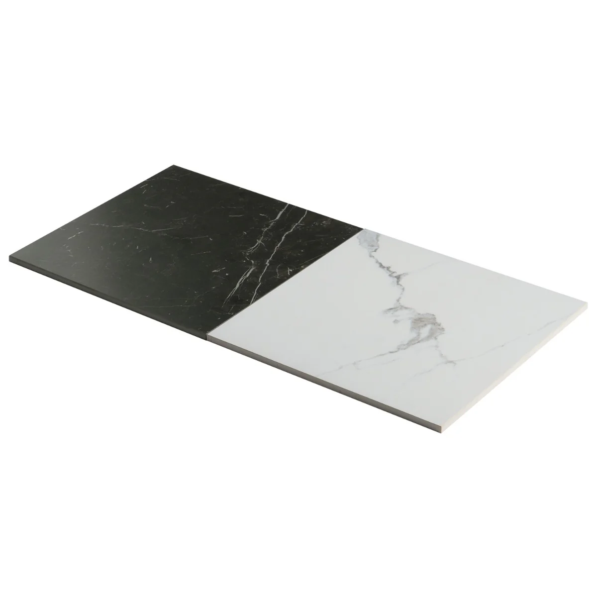 Fortunato Calacatta and Nero Marquina 12x12 Matte Porcelain Checkerboard Tile - Image 9