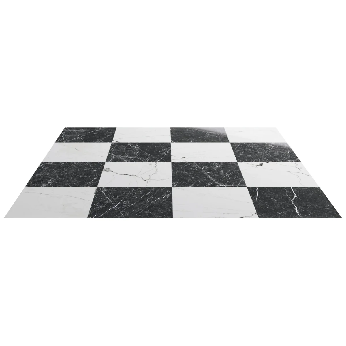 Fortunato Calacatta and Nero Marquina 12x12 Polished Porcelain Checkerboard Tile - Image 4
