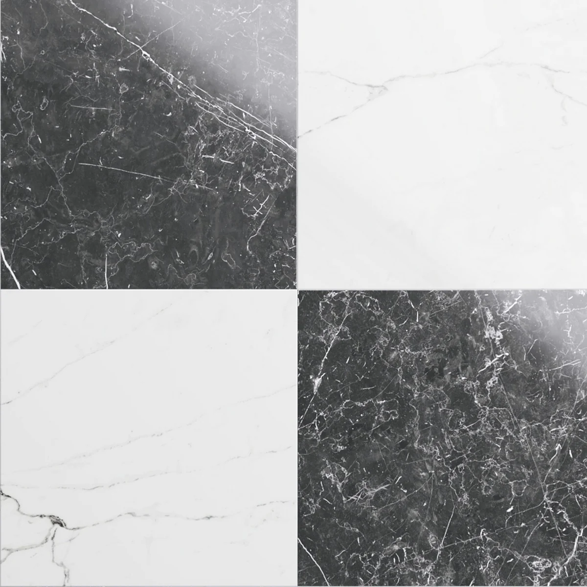 Fortunato Calacatta and Nero Marquina 12x12 Polished Porcelain Checkerboard Tile - Image 5