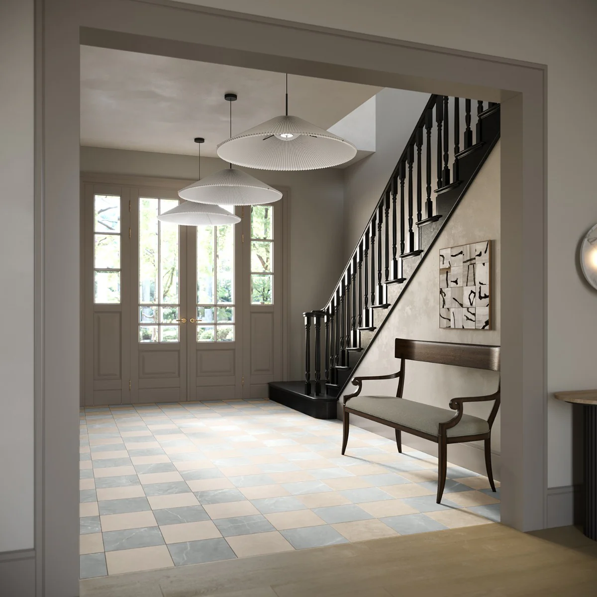 Fortunato Marfil Beige and Amani Gray 12x12 Matte Porcelain Checkerboard Tile - Image 2