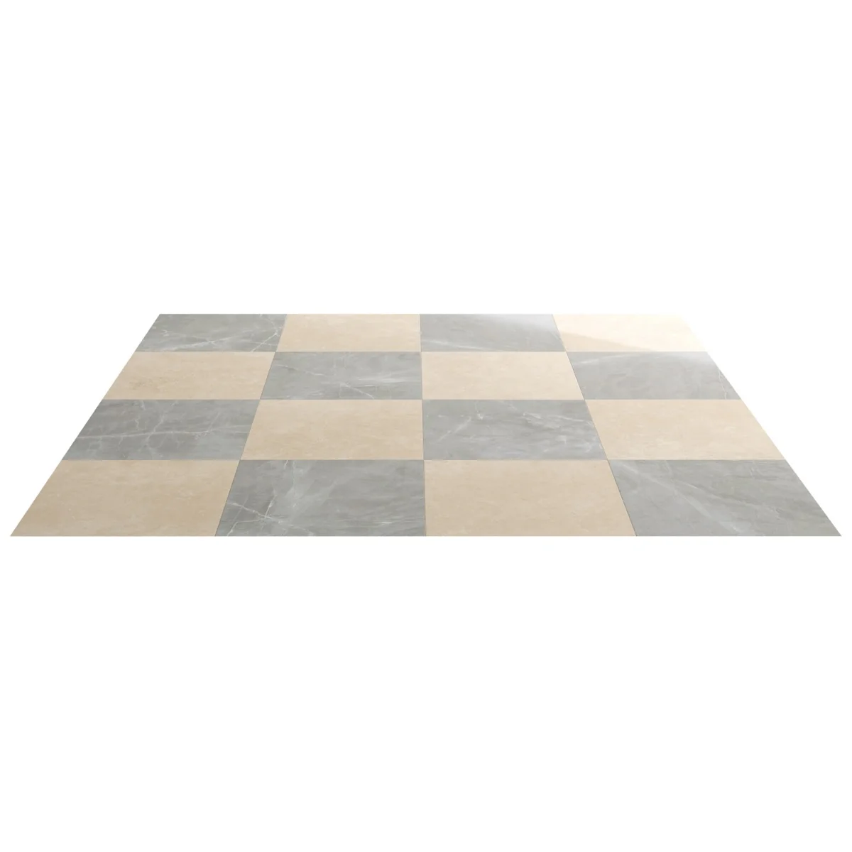 Fortunato Marfil Beige and Amani Gray 12x12 Polished Porcelain Checkerboard Tile - Image 4