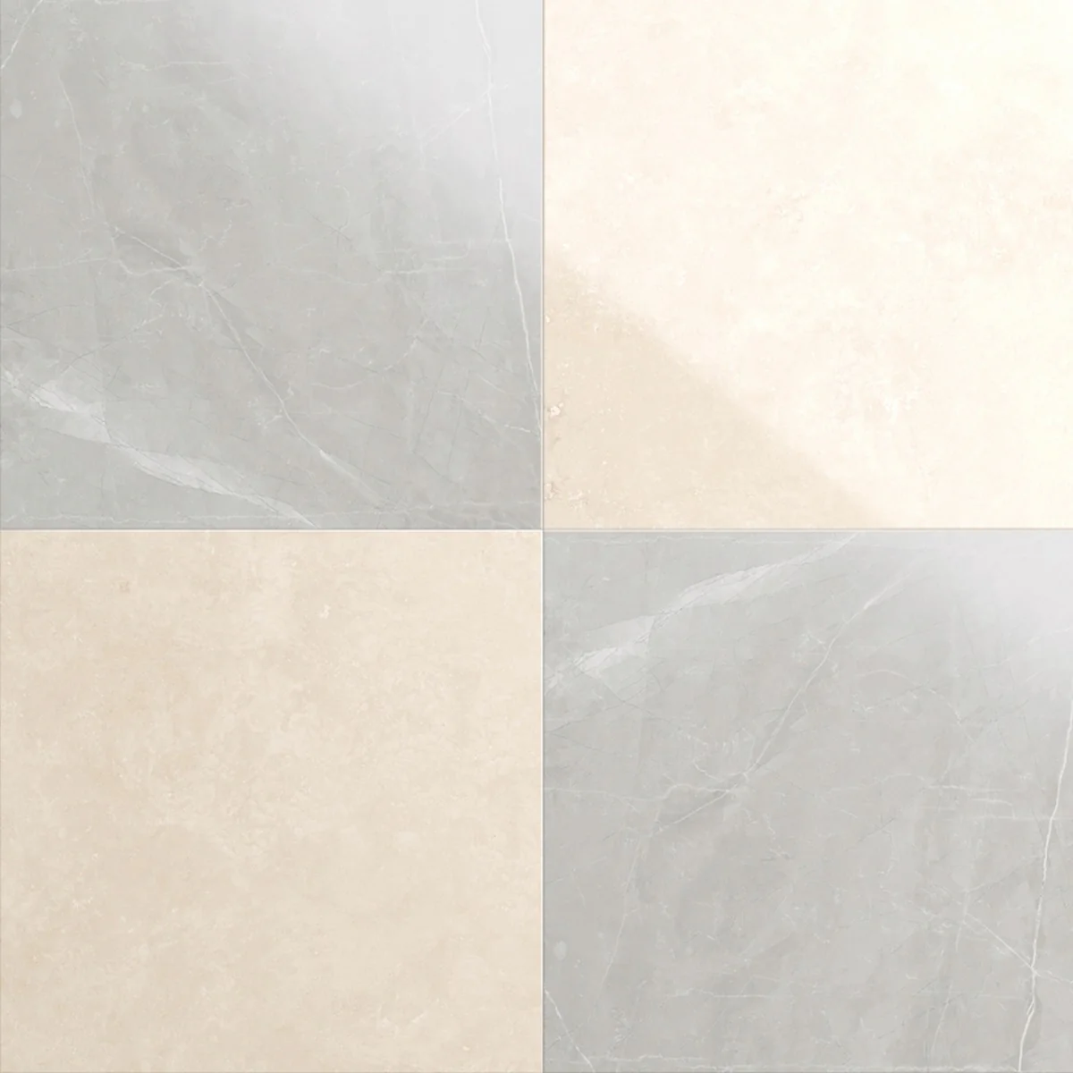 Fortunato Marfil Beige and Amani Gray 12x12 Polished Porcelain Checkerboard Tile - Image 5