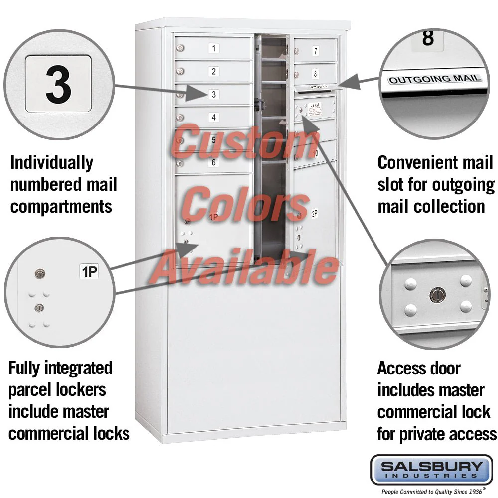 Free-Standing 4C Horizontal Mailbox Unit - 10 Door High, Double Column, Custom Color, Front Loading, Private Access - Image 2