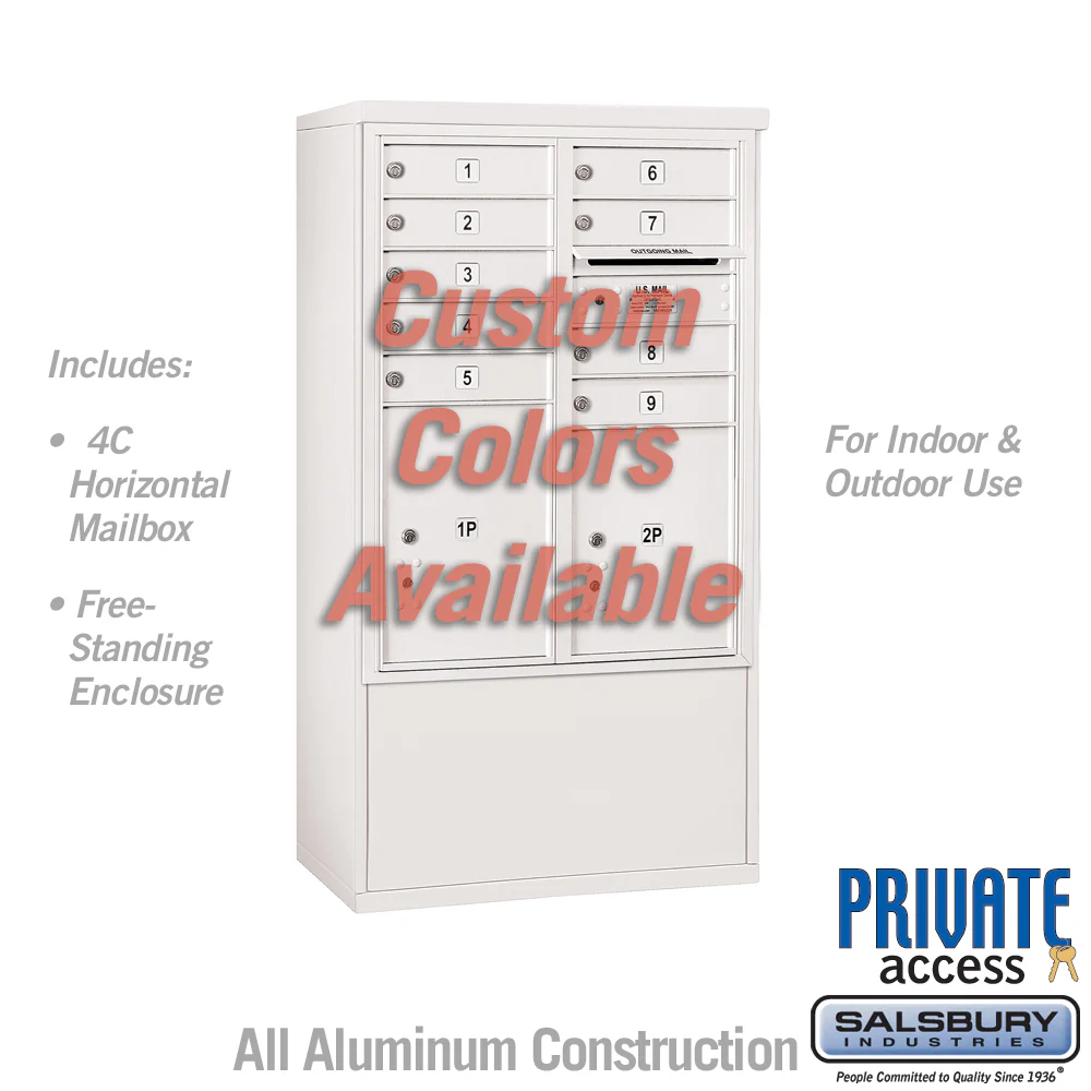 Free-Standing 4C Horizontal Mailbox Unit - 10 Door High, Double Column, Private Access