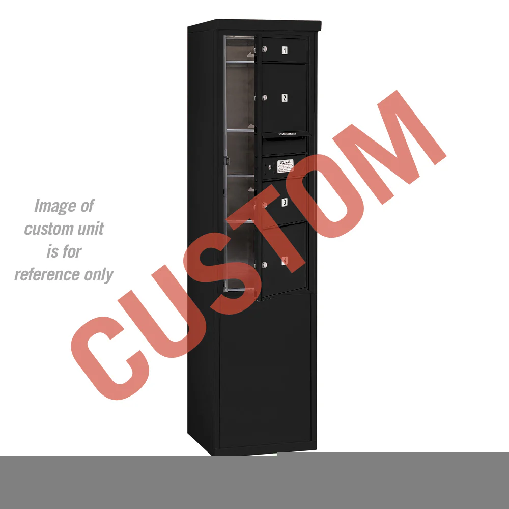 Free-Standing 4C Horizontal Mailbox Unit - 11 Door High - Black - Front Loading - USPS Access