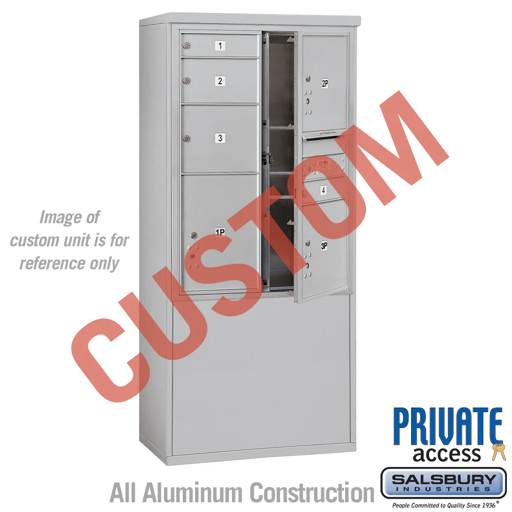 Free-Standing 4C Horizontal Mailbox Unit - 11 Door High - Double Column - Aluminum - Front Loading - Private Access