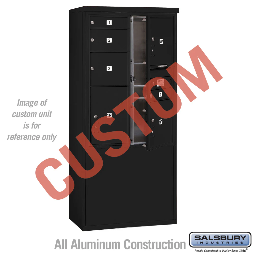 Free-Standing 4C Horizontal Mailbox Unit - 11 Door High, Double Column, Black, Front Loading, USPS Access