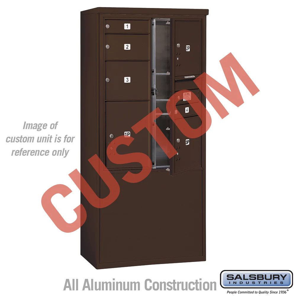 Free-Standing 4C Horizontal Mailbox Unit - 11 Door High - Double Column - Bronze - Front Loading - USPS Access